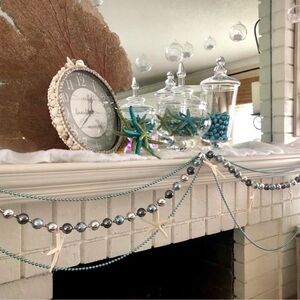 NEW! Coastal Natural Starfish Blue Silver Garland + Beaded Garland